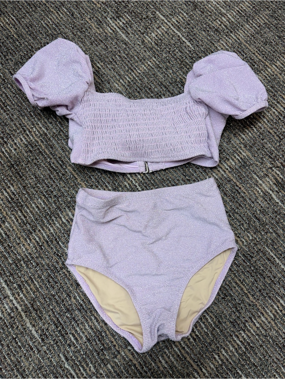 Shade Critters High-Waist Smocked Bikini Set in Light Lavender